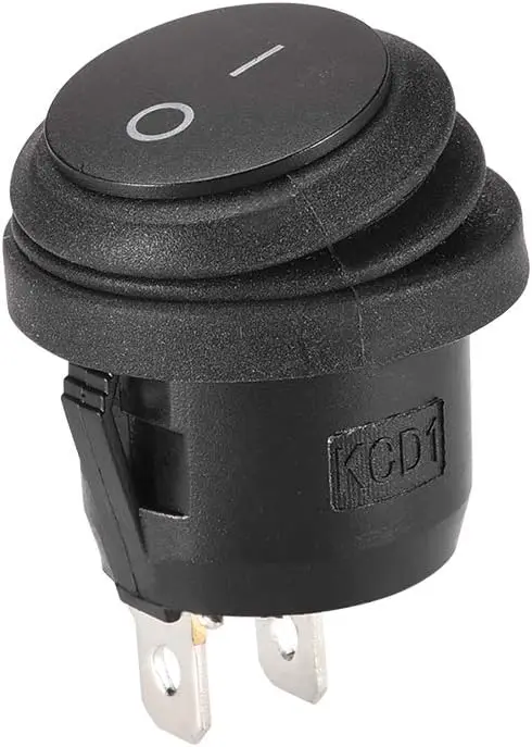 

Keszoox SPST Boat Rocker Switch Black Round Waterproof Latching Toggle Switches for Boat Marine ON/OFF AC 250V/6A 125V/10A 1pcs