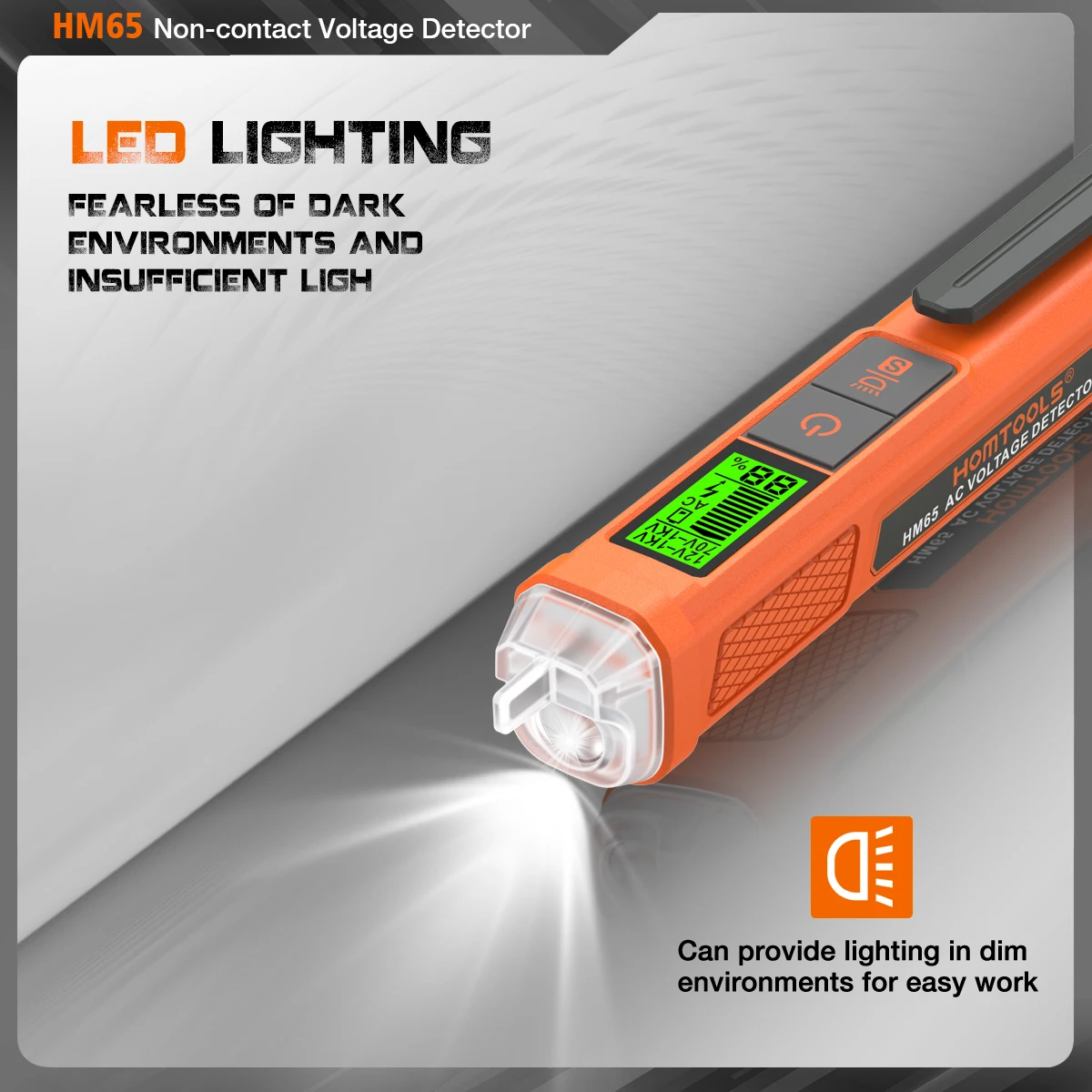 HOMTOOLS HM65 AC 전압 테스터 12-1000V 비접촉식 Waterptoof 디지털 AC 전압 감지기 LCD 디스플레이가 있는 전기 테스터