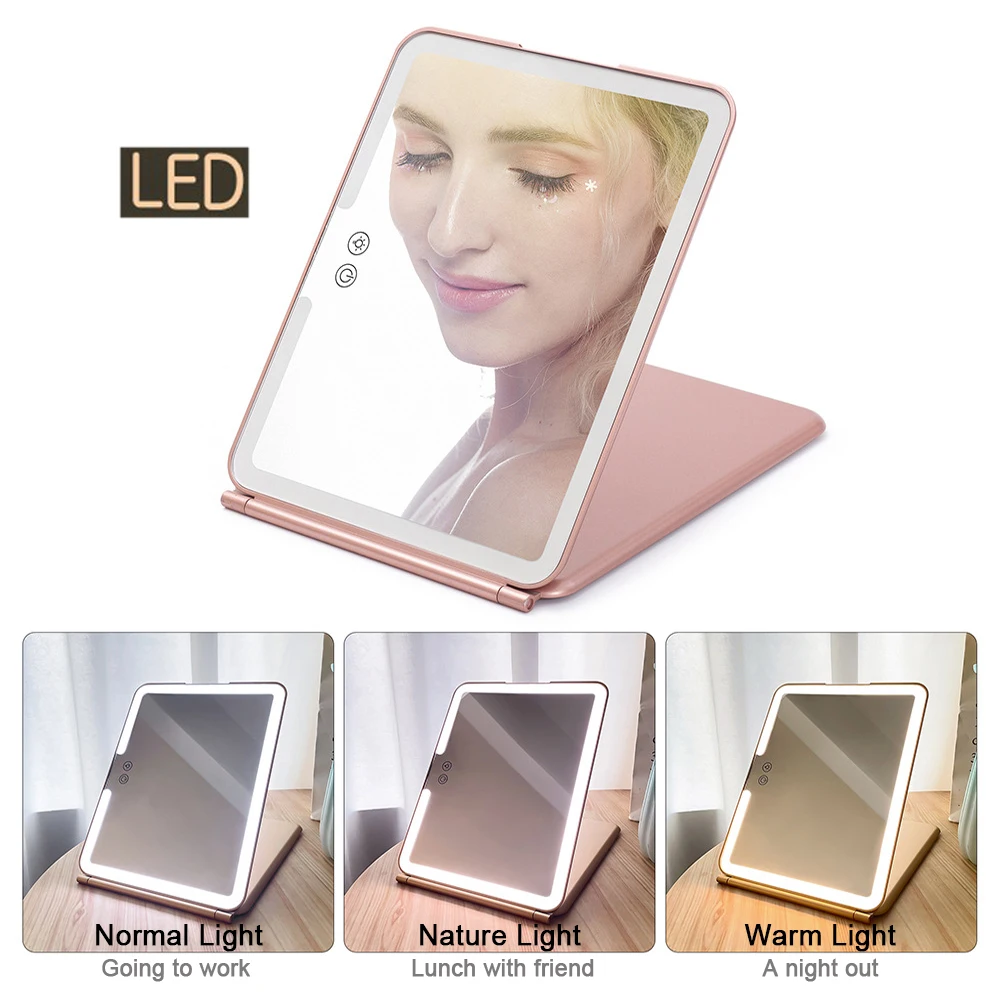 Jack & Rose Miroir de voyage avec lumière, miroir de voyage pliable avec  éclairage LED : : Beauté