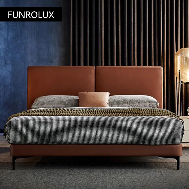Modern minimalist leather bed simple and light luxury bed 1.8 m 1.5 m in master bedroom double