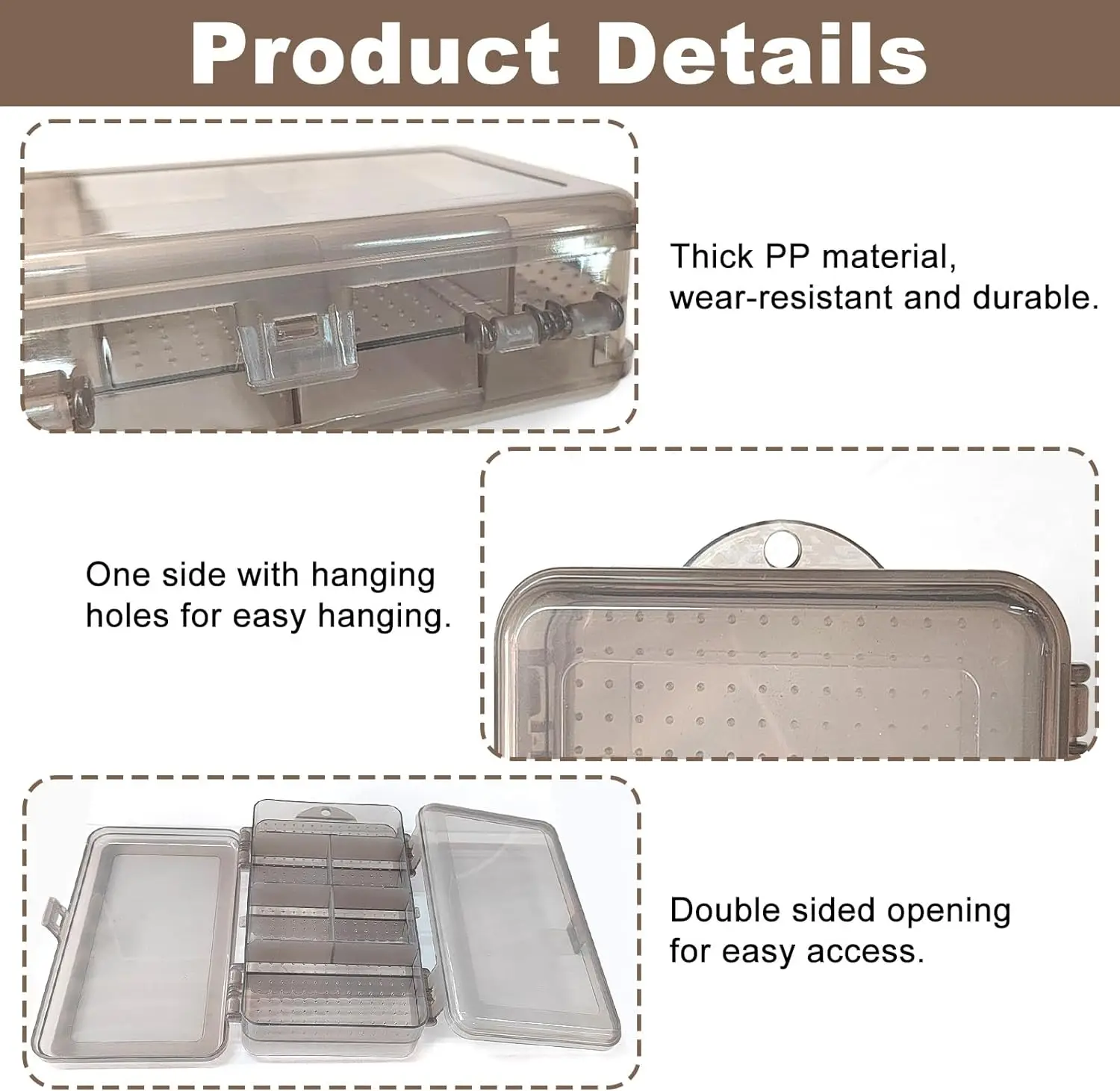 Double Jewelry Organizer Plastic Compartment Jewelry Organizer Small Box Square Carrying Storage Transparent 3