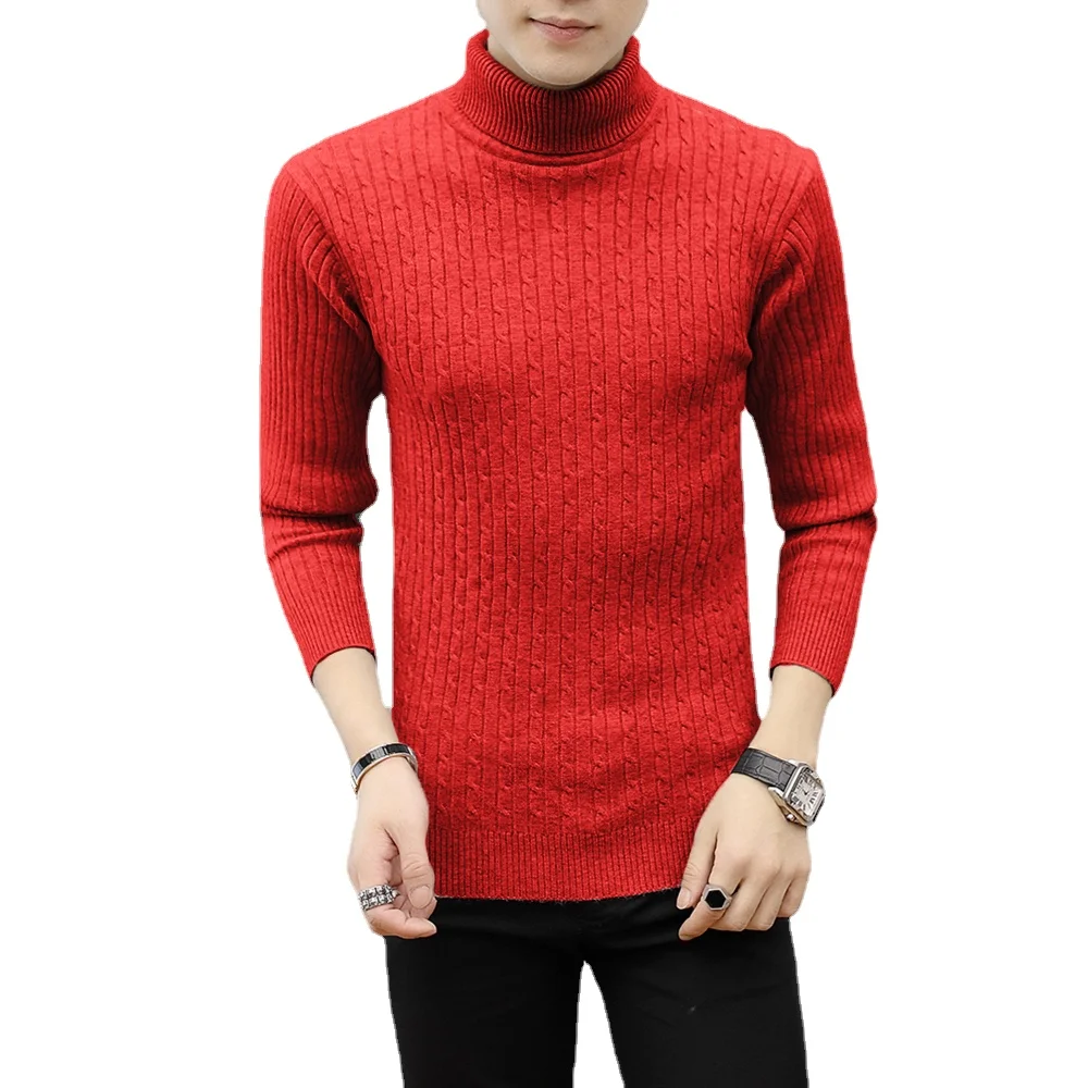 

Men's Turtleneck Sweater Winter Casual Knitted Sweater Keep Warm Fitness Men Pullovers Tops