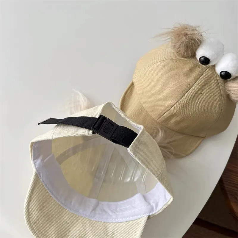 Cartoon Funny Baby Baseball Cap Big Eyes Hair Hraid 1-4 Years Boy Girl Kids Soft Cotton Summer Peaked Sun Hat Outdoor
