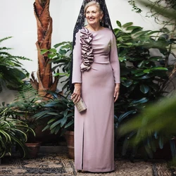 Elegant Mother of the Bride Dresses 2024 Jewel Neck Long Sleeves Wedding Party Gowns Ruffles Floor Length Mermaid فساتين السهرة