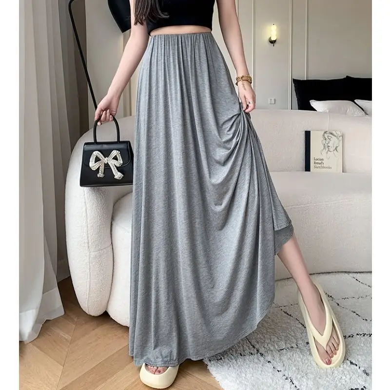 

Korea A-line Skirts Women Summer Ankle-length Simple All-match Temperament Ladies Casual Princess Fashion Vintage C