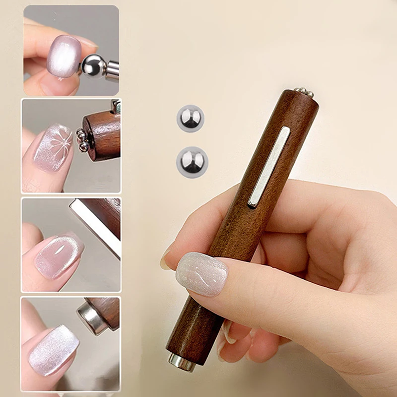 3-in-1 다기능 마그네틱 캣츠아이 네일 마그넷 스틱 (자석 비즈 포함) 강력 젤 폴리쉬 마그넷 펜 실린더 마그넷