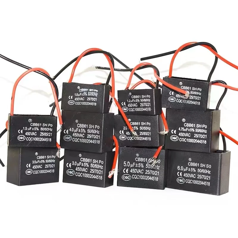 

CBB61 450V 0.8uF-25uF The starting capacitor is specially used for the electric fan ceiling fan range hood blower capacitor