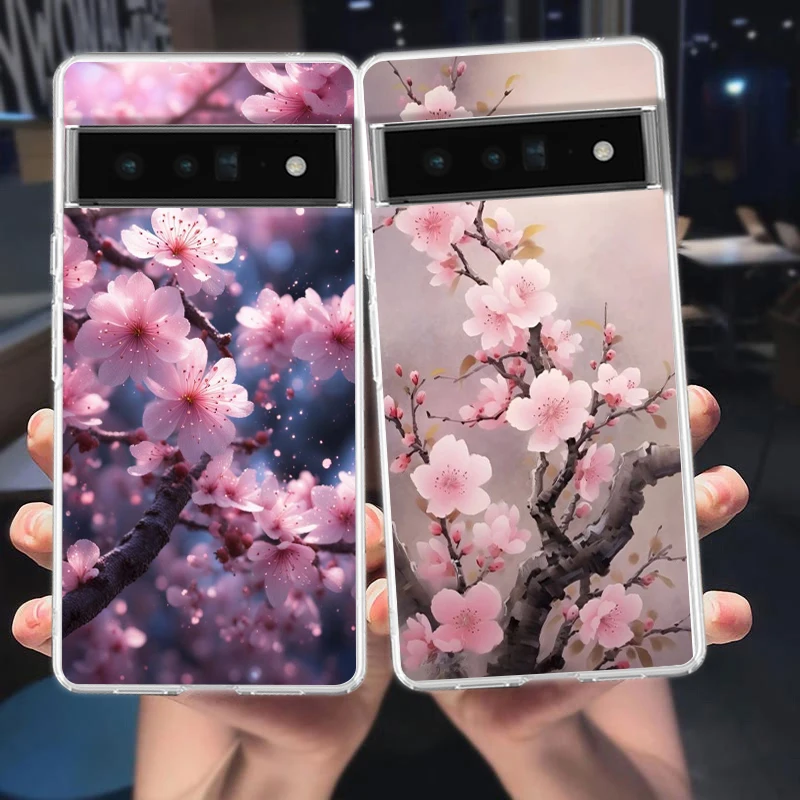 Pflaumen blüte Handy hülle Abdeckung für Google Pixel 9 8 7 6 5 4 xl stoß festes Silizium 7a 6a 5a 4a 3a 3axlpro 5g transparente Muschel tasche