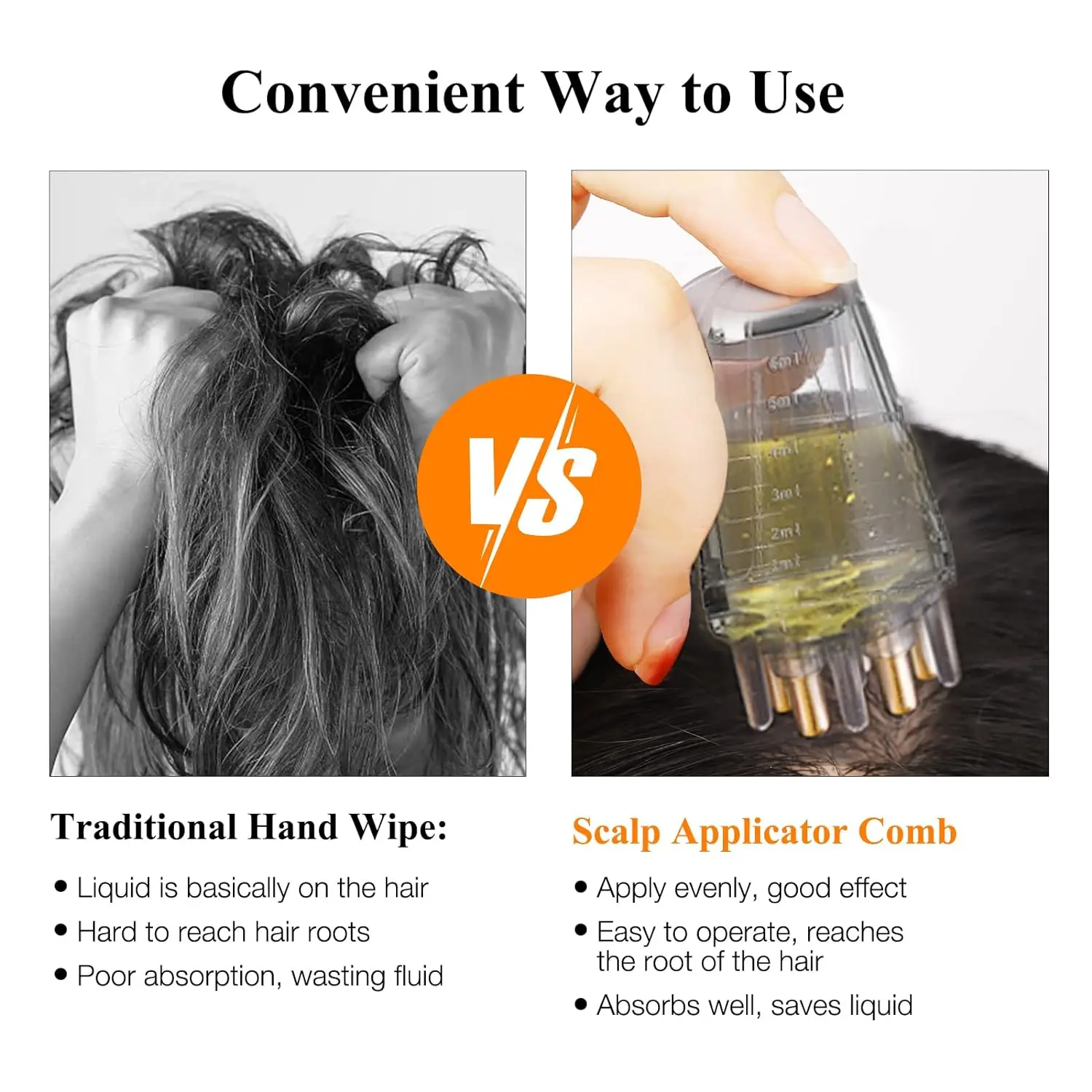 Scalp Care Liquid Comb Hair Growth Essential Oil Applicator Roller Ball Hair Strengthening Liquid Dispenser Comb Massage Comb 3