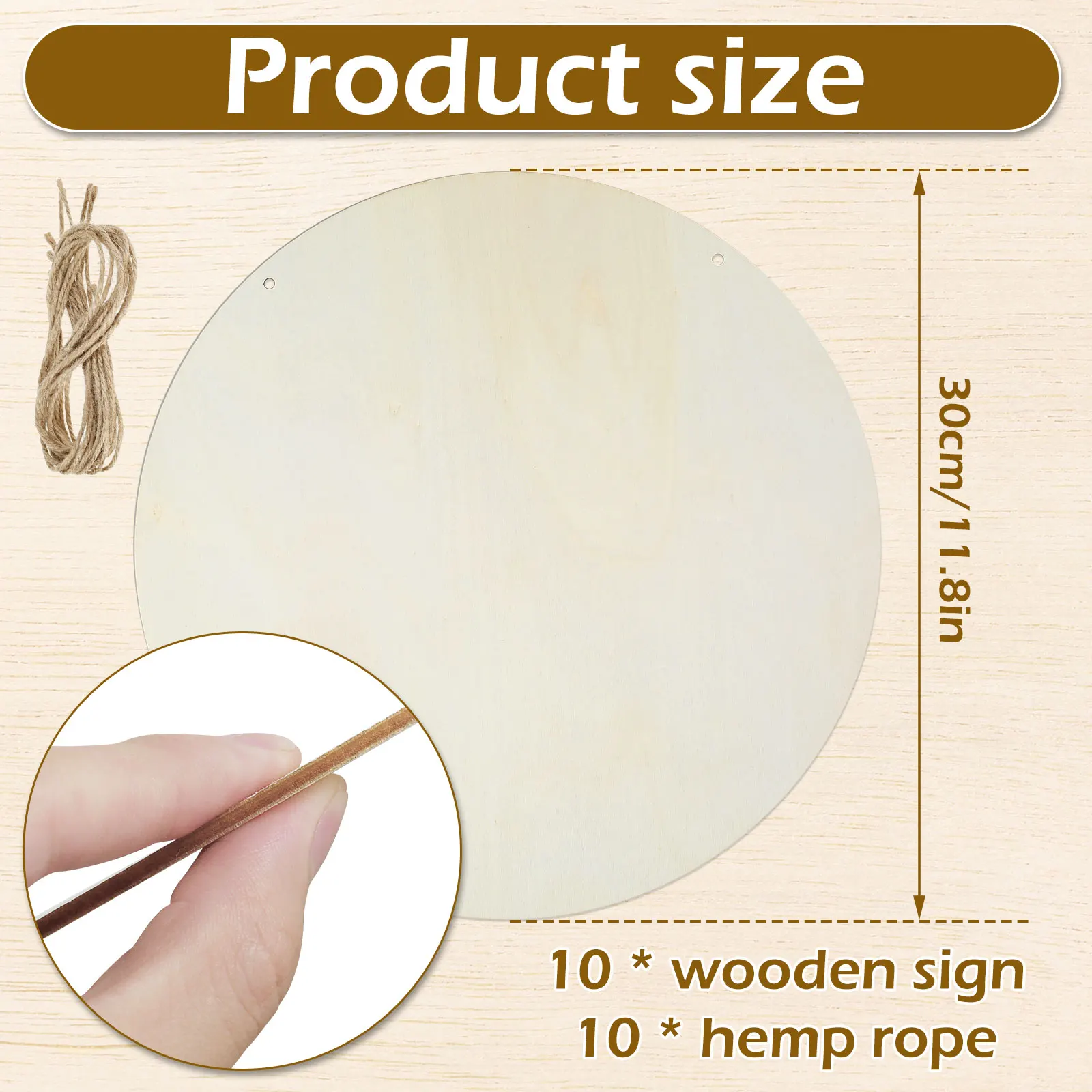 12Pcs 12 Inch Wood Circles for Crafts, Unfinished Blank Wooden Rounds 12pcs- 12?