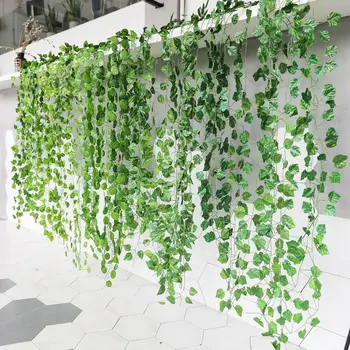 2/4/8/10M Artificial Ivy Leaves Garland Hanging Vines Fake Plants Outdoor Greenery Wall Decor Festival Garden Home Party Decor 22