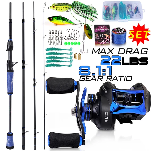 Sougayilang Fishing Rod and Reel Combo Set 4sections Carbon Fiber Rod and  Baitcasting Fishing Reel for Fishing Accessories pesca - AliExpress