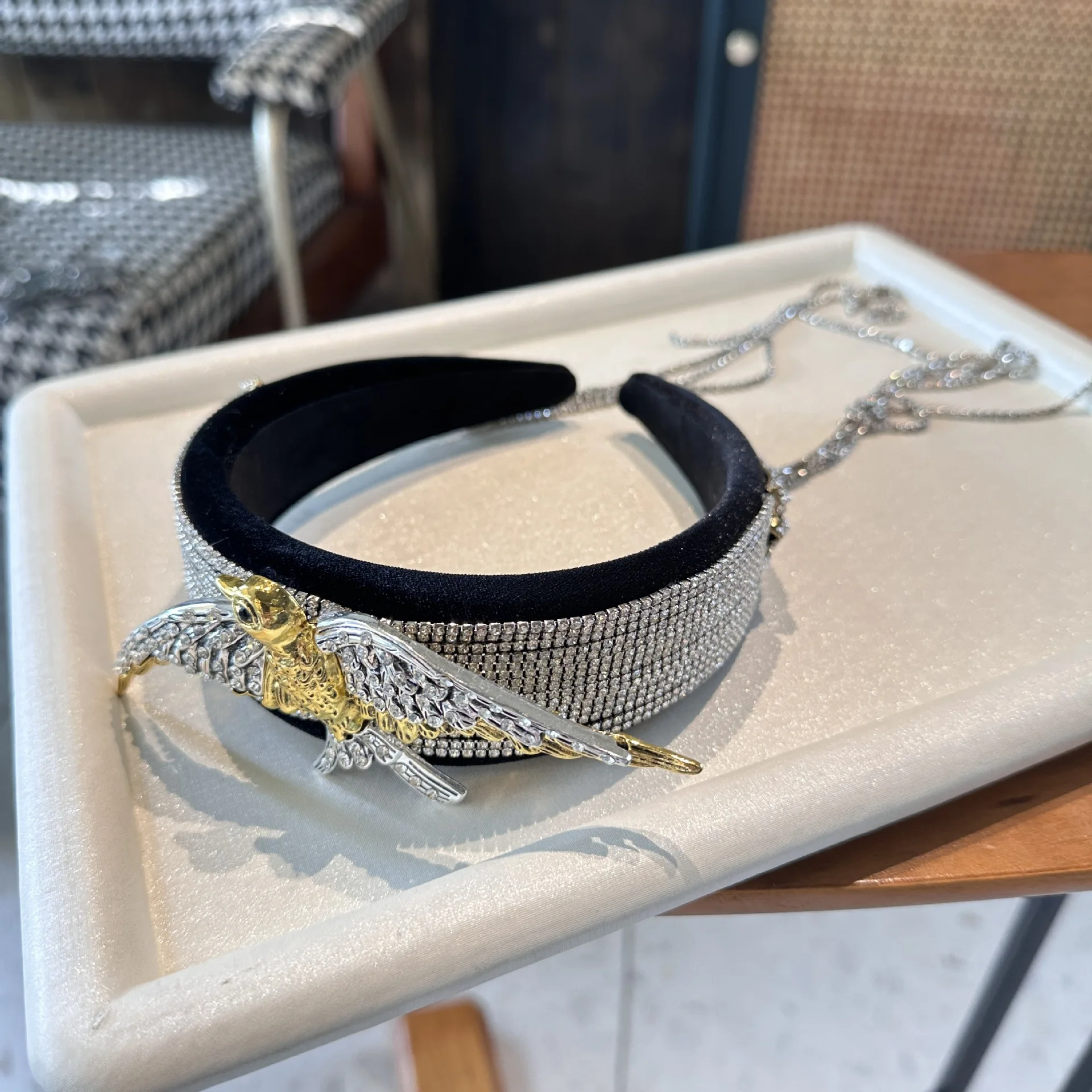 Bird Tiara With Rhinestone Tassels Fashionable Animal Design