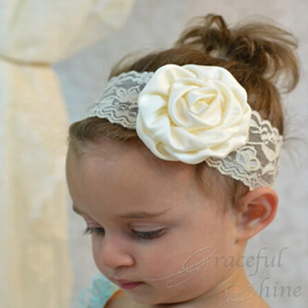 

10pcs/lot Rose Flower Baby Elastic Lace Headband Newborn Toddler Infant Hairbands Photography Props Girls Child Headwear