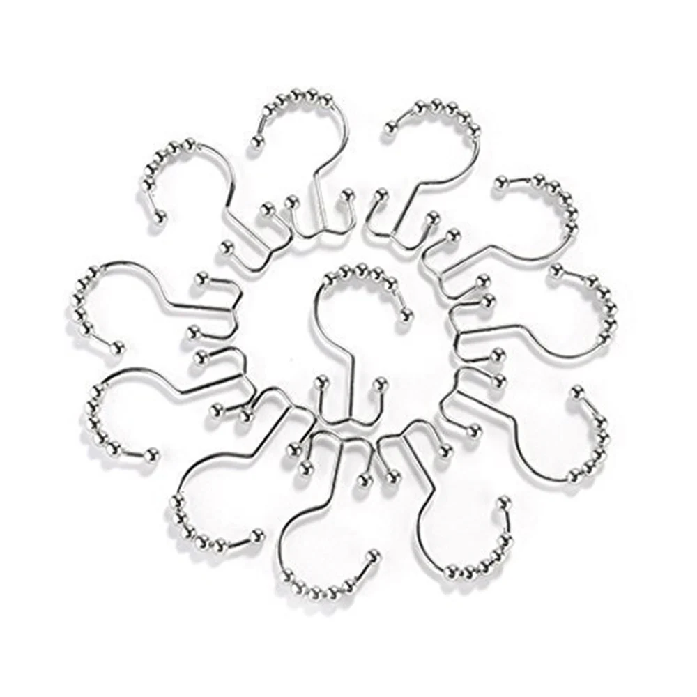 Bathroom Shower Rustproof Curtain Rings Stainless Steel Curtain Hooks Roller Glide Hook Ring for Bathroom Shower Rods Curtain