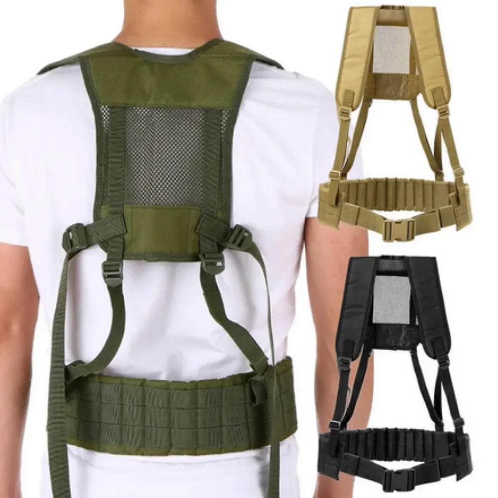 

Adjustable Outdoor Hiking Camping Camouflage Tactical Vest Chest Rig Protective Vest Suspender H Type Molle Girdle Belt