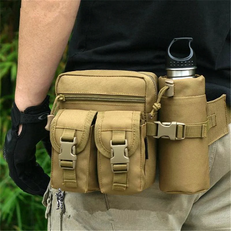 2024 New Waist Pack Tactical Nylon Hiking Water Bottle Phone Bag Outdoor Sports Military Army Hunting Climbing Camp Belt Bag