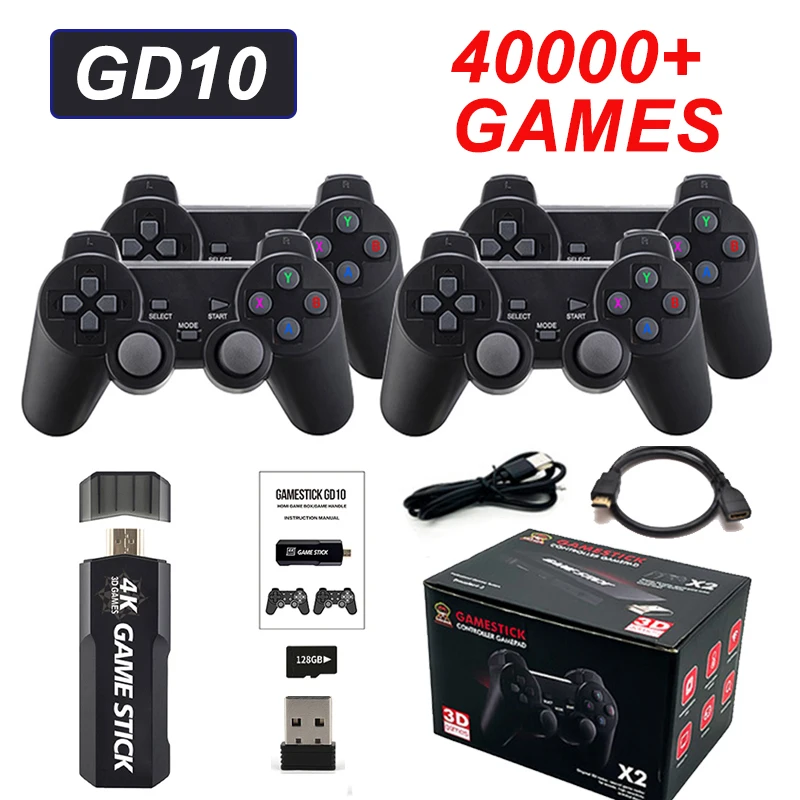 

4K Game Stick GD10 HD Output 128G 40000 Retro Games Video Game Console Game Player with Wireless Controllers For PSP PS1 GBA