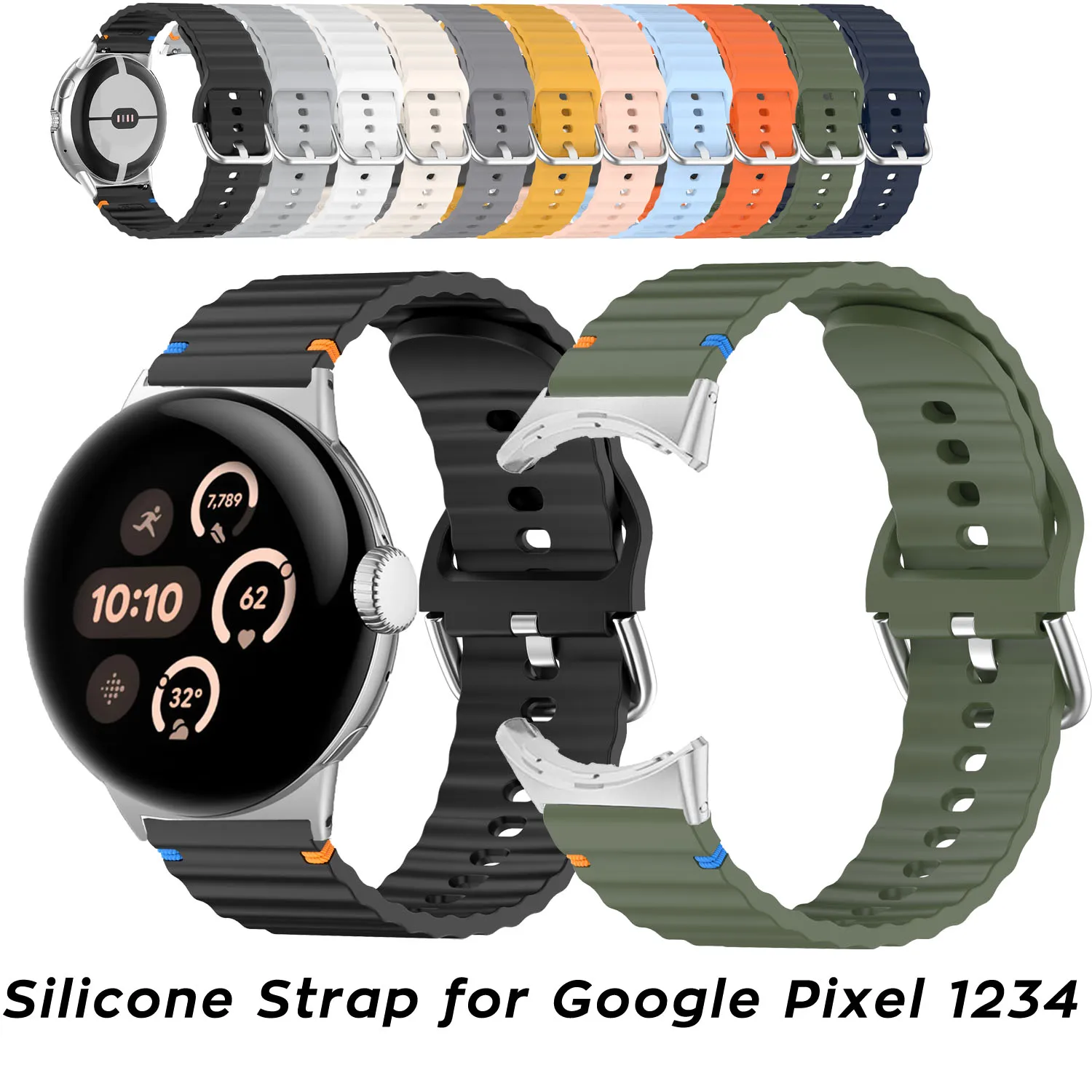 Sport Rubber Strap Silicone Watch Band No-Gap Bracelet Replacement Wristband