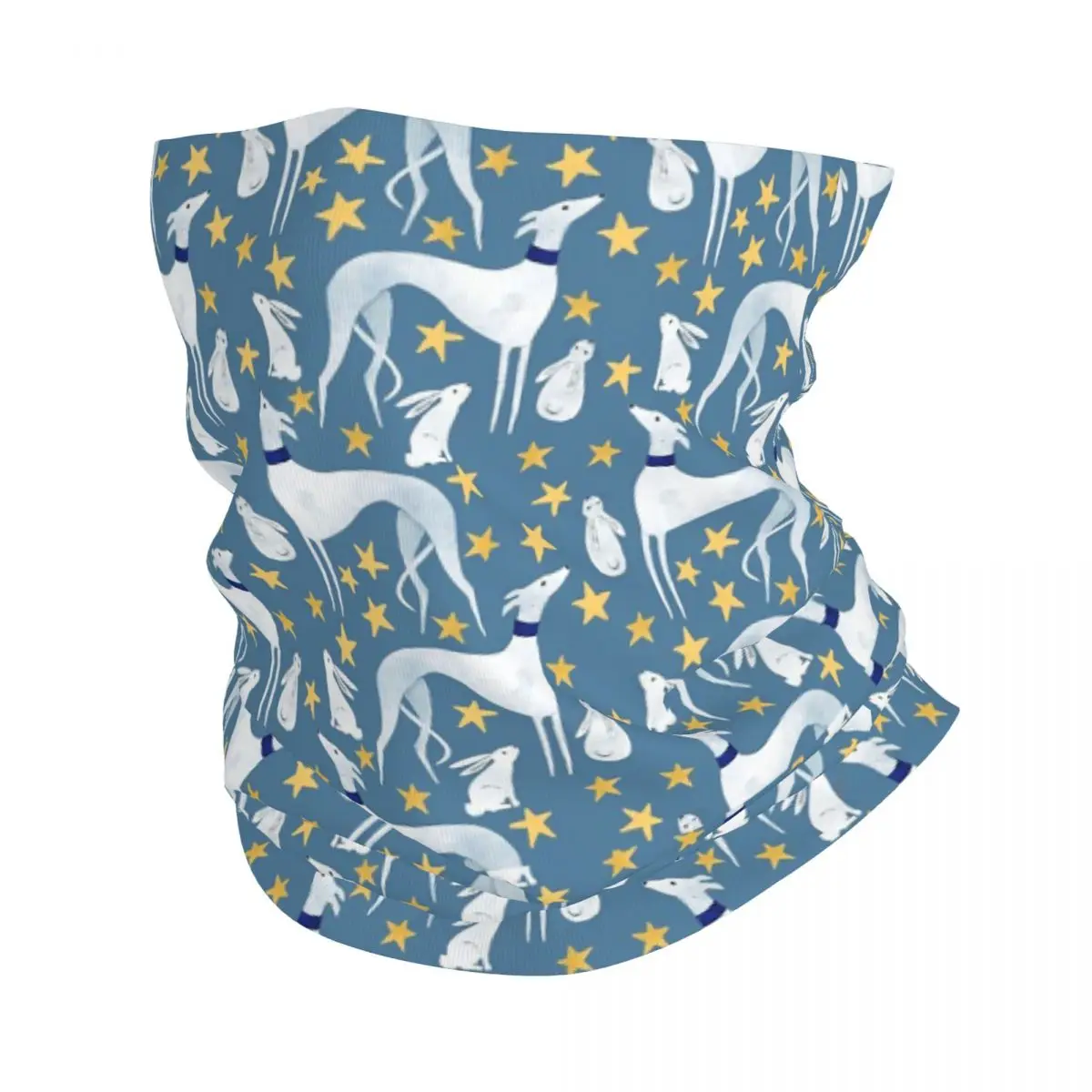 

Galgo Hare And Stars Bandana Neck Gaiter Printed Greyhound Whippet Dog Wrap Scarf Face Mask Running Men Women Adult All Season