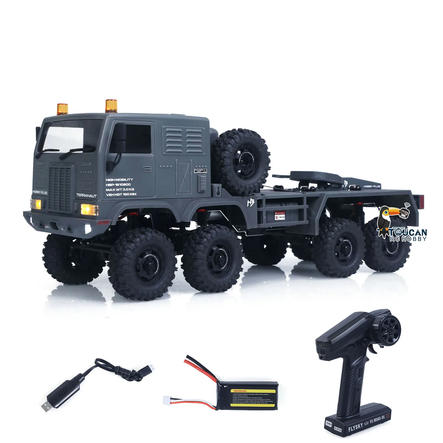 RTR 1/18 무선 조종 군용 트럭 8*8 RC 오프로드 차량 280 브러시드 모터 피프스 휠 윈치 금속 후크 사륜 조향