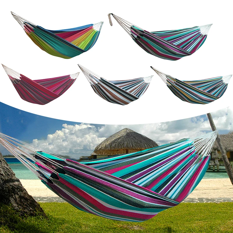 Outdoor Double Canvas Hammock Portable Travel Camping Hanging Chair Swing 