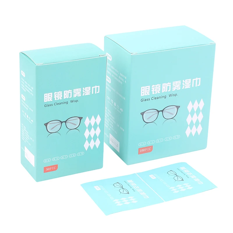 50/100pcs Glasses Cleaner Wet Wipe Anti Fog Misting Dust Remover Cleaning Lens Wipes Sunglasses Phone Screen