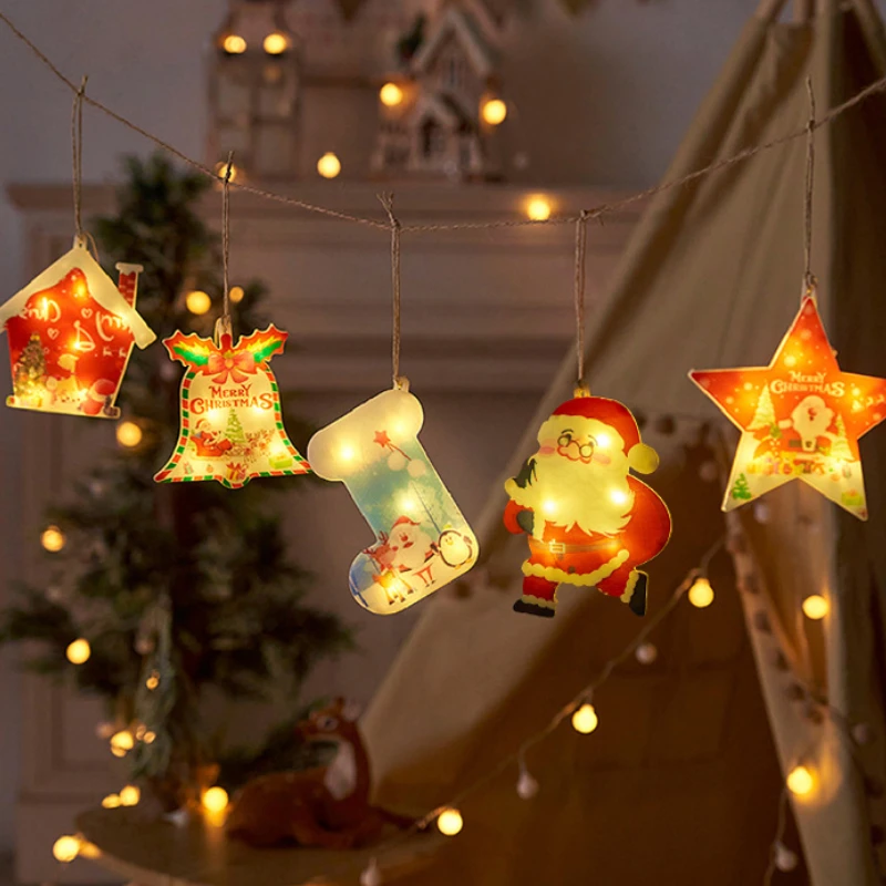 

Christmas Led Light Snowflake Santa Claus Window Hanging Lights Christmas New Year Window Wedding Party Decoration