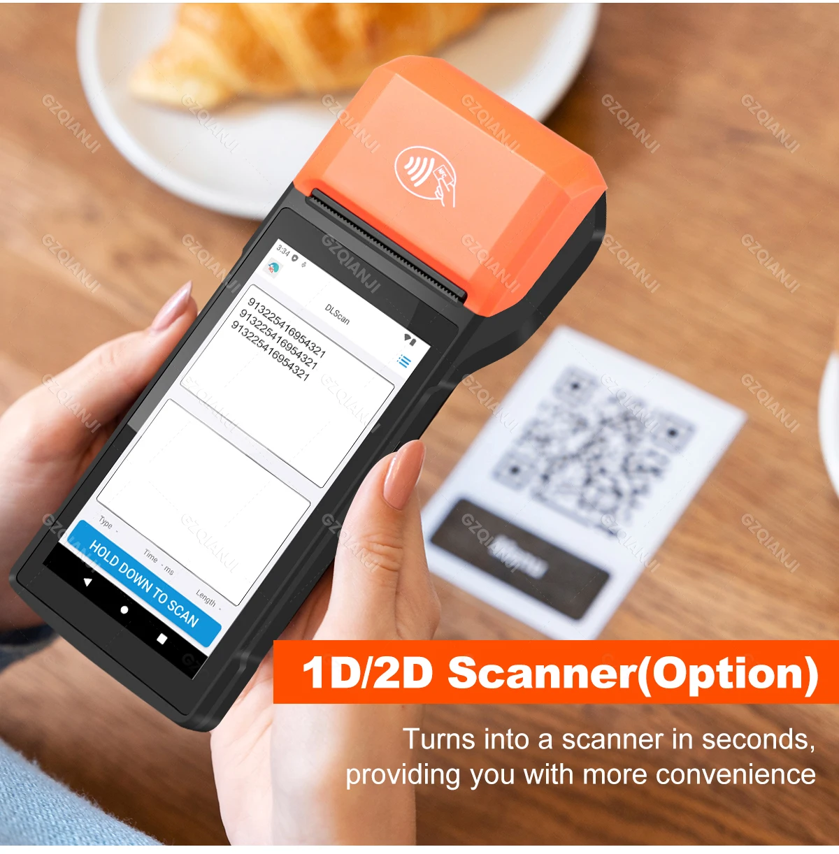 Description Picture 6 of itemHandheld Android 11 13 Pos Terminal Receipt Bill 58mm Thermal Printer Machine All in one with 1D 2D Barcode Reader NFC Camera