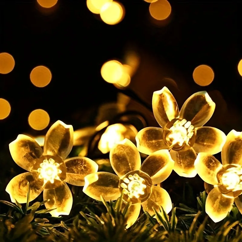 10/30/50LED Battery Powered Cherry Blossom String Lights Fairy Crystal Flowers Lighting Strings Waterproof Lamps Home Decoration