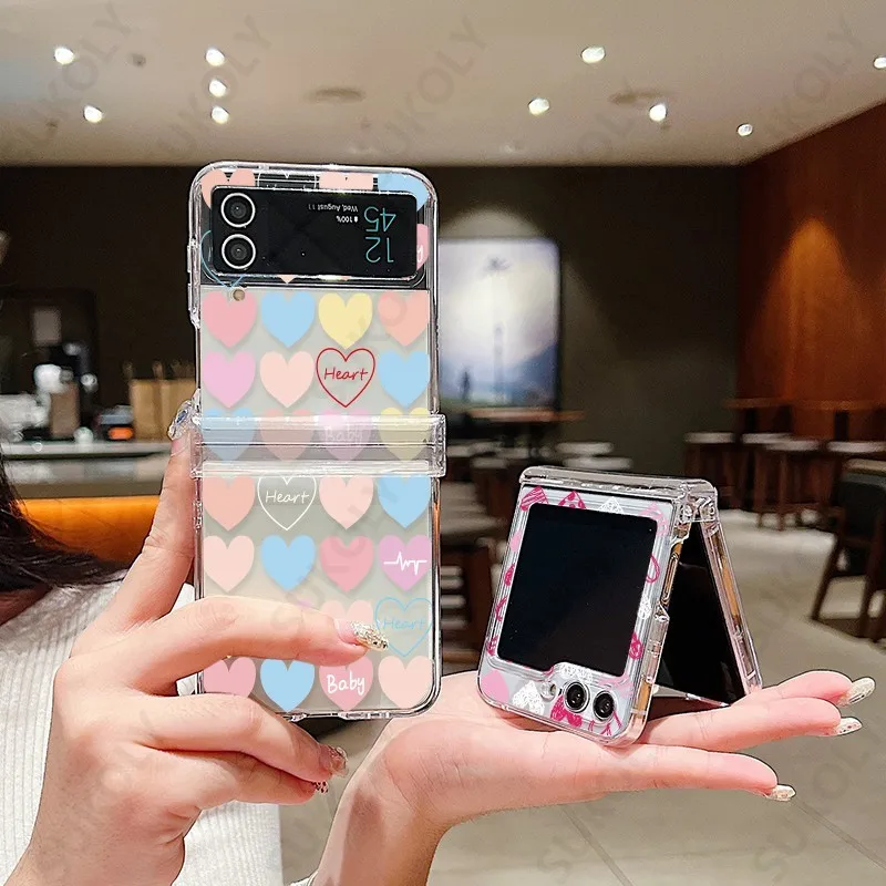 Love Pattern Shockproof Clear PC Folding Case