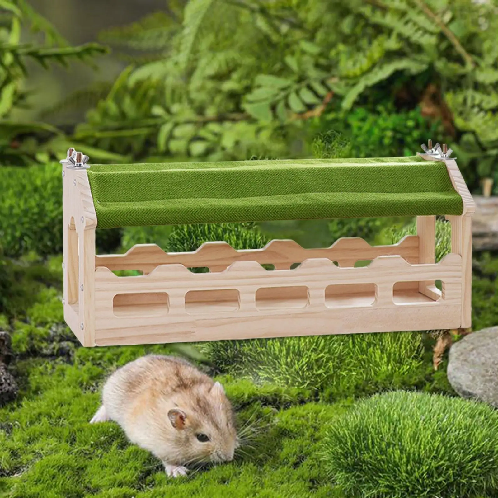 Wooden Suspension Bridge Decorative Sturdy Compact Hide Out Shelter Habitat Toy for Ferret Hamster Small Animals