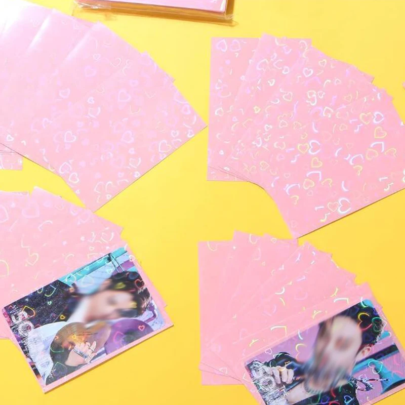 50Pcs Kpop Card Sleeves 61X91Mm Card Holder 20C Heart Bling Photocard Holder Photo Top Load Card Films Photo Cards Protector New 4