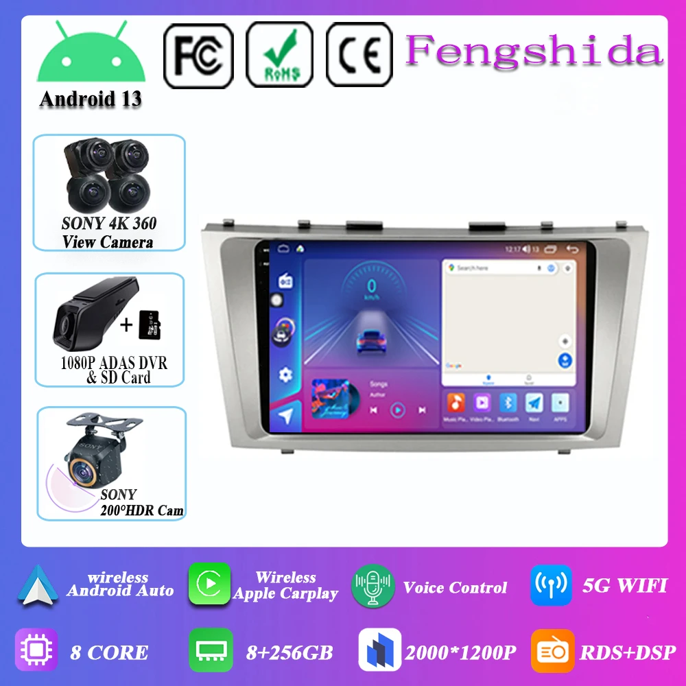 

7862 CPU Android 13 For Toyota Camry 7 XV 40 50 2006-2011 car radio multimedia player navigation No 2din DVD 5G WIFI BT Stereo