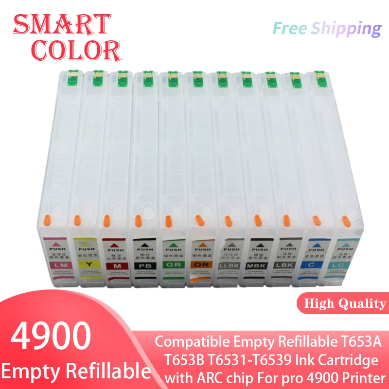 

11 Colors T6531-T6539 T653A T653B Compatible Empty Refillable Ink Cartridge with ARC Chip for Epson Stylus Pro 4900 Printer