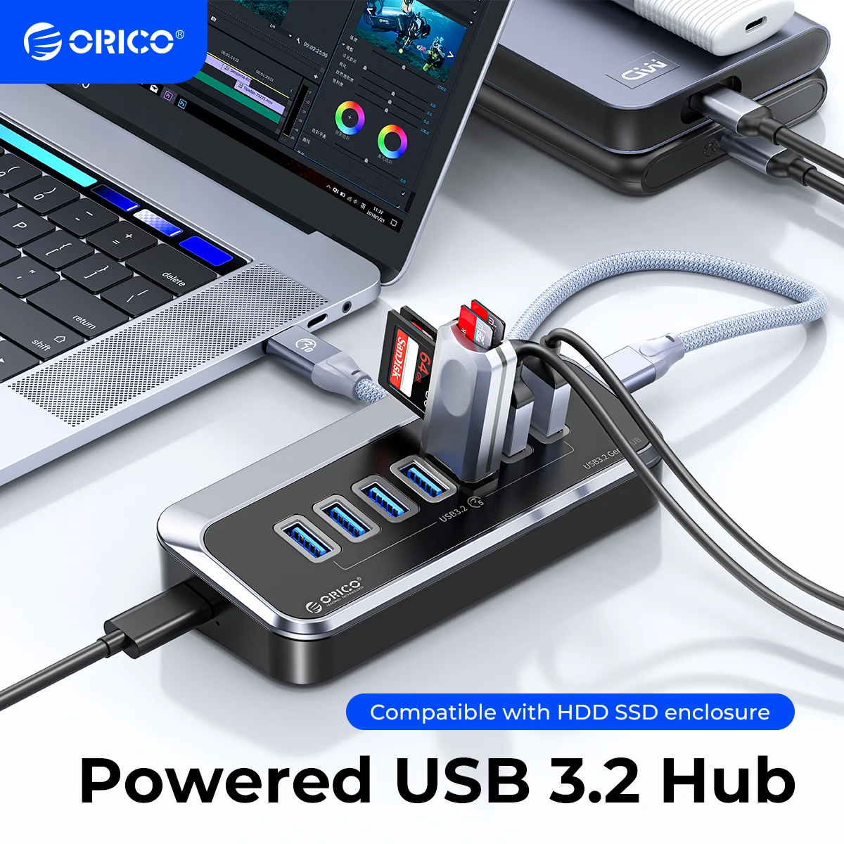 Hub USB 3.2, USB 3.2 Gen 2 Hub con 2 USB-A 3.2 Gen2 e 2 USB-C 3.2