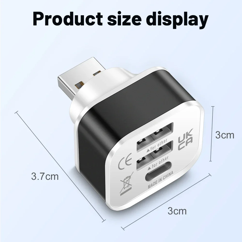 New 3 Ports PD USB Fast Charging Expander USB Splitter Type-C Hub Adapter Multi-purpose Connector For iPhone 15 Samsung Xiaomi