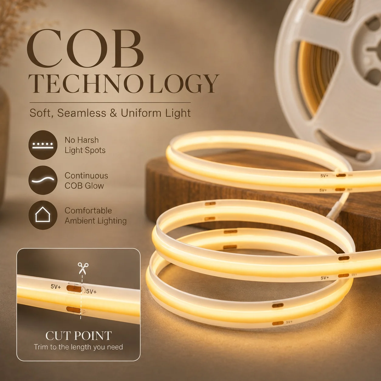 COB LED 스트립 조명 5V 고밀도 선형 조명 터치 디머 플렉시블 다이오드 LED 테이프 리본 가정 파티 장