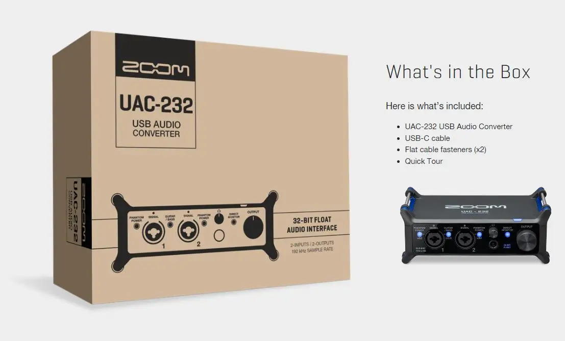 Zoom UAC-232-32ビットフロートオーディオインターフェイス,2 xlr/trs 