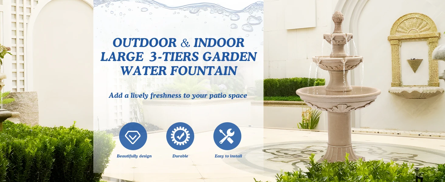 3-tiers Garden Water Fountain