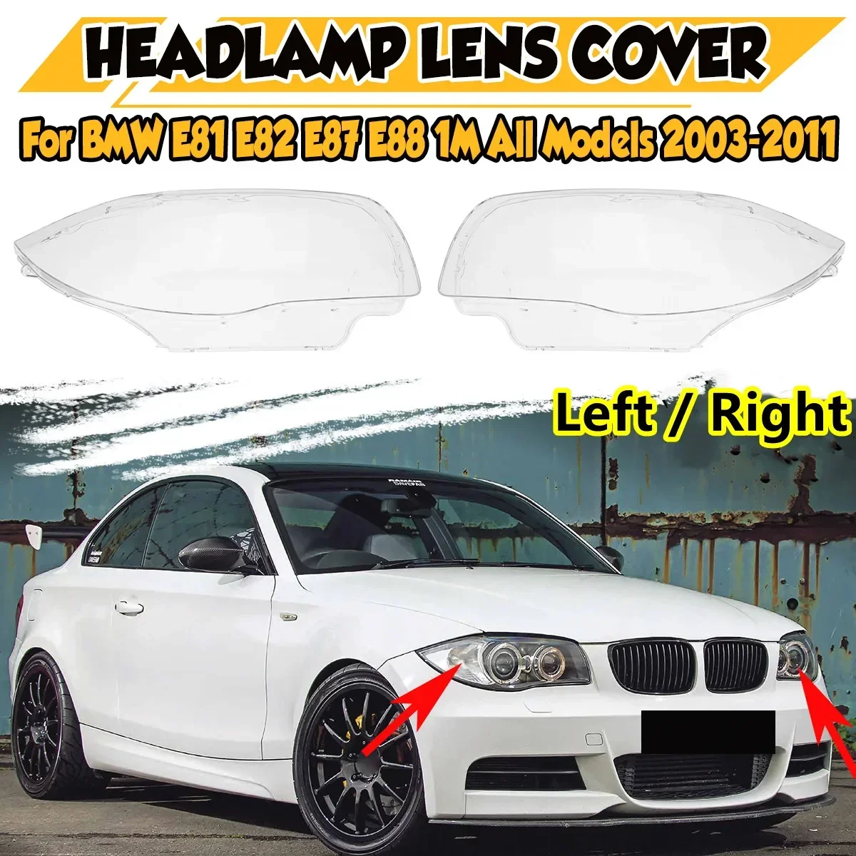 Левая/правая Автомобильная фонарь для BMW 1 серии E81 E82 E87 E88 2003-2011 крышка объектива фары 63116924667 63116924668