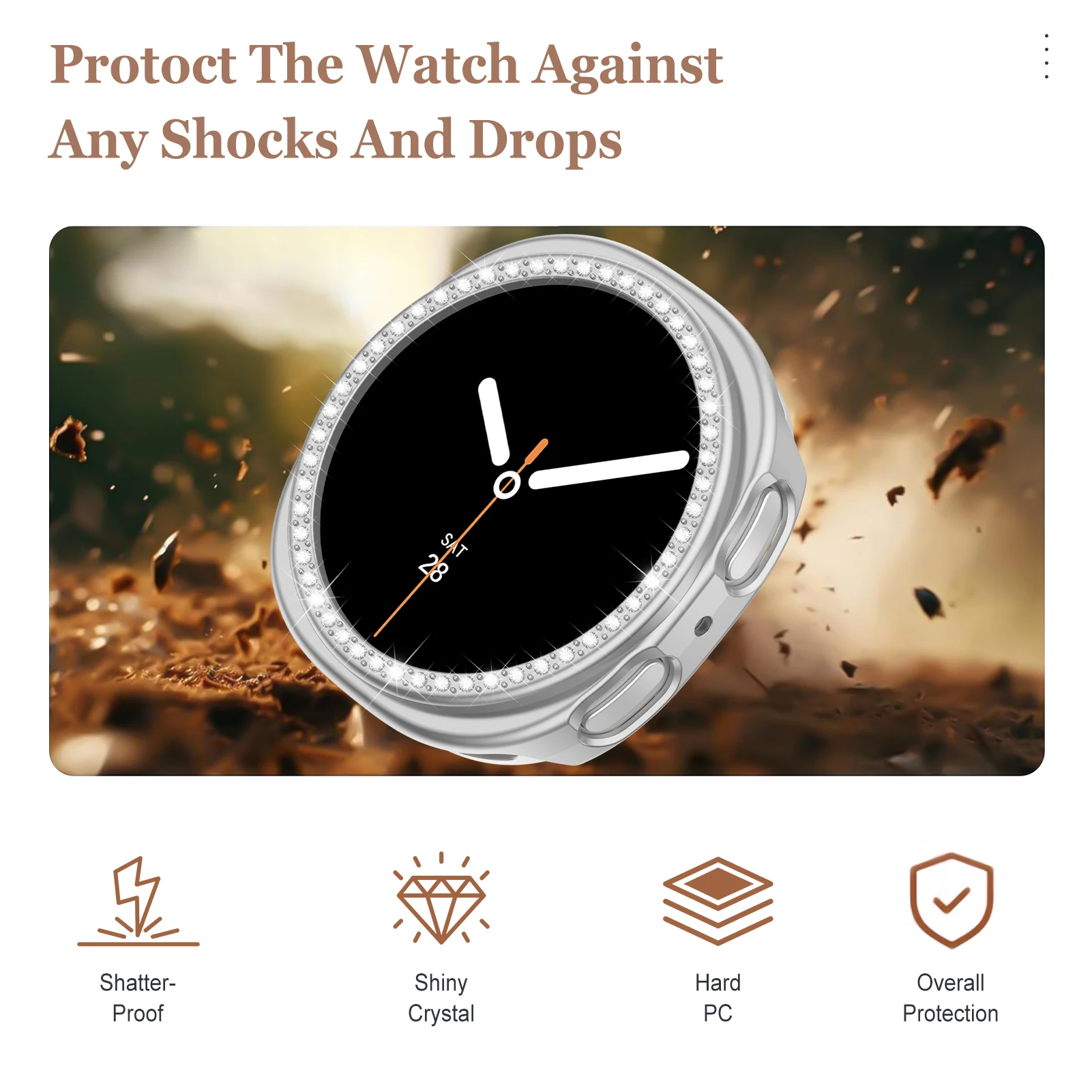 Chic Diamond-Style Protective Case for Samsung Galaxy Watch 8