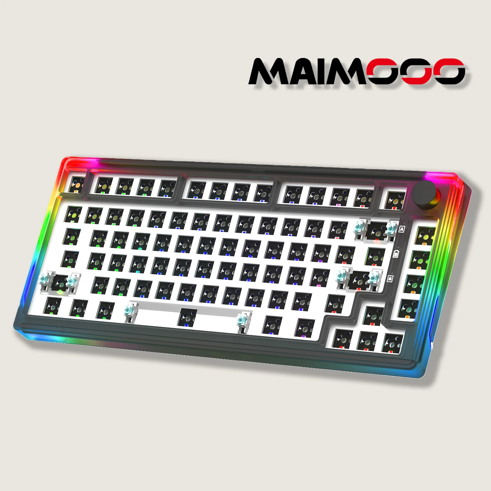 Maimooo-kit Teclado Transparente Hot Swappable Bluetooth 2.4g com Fio Diante do Sul Luz Lateral Rgb Faça Você Mesmo 8key Mlk75 75
