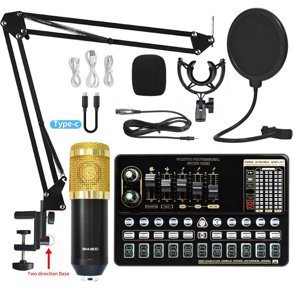 BM800 Microphone Kits V10 Live Sound Card with Adjustable