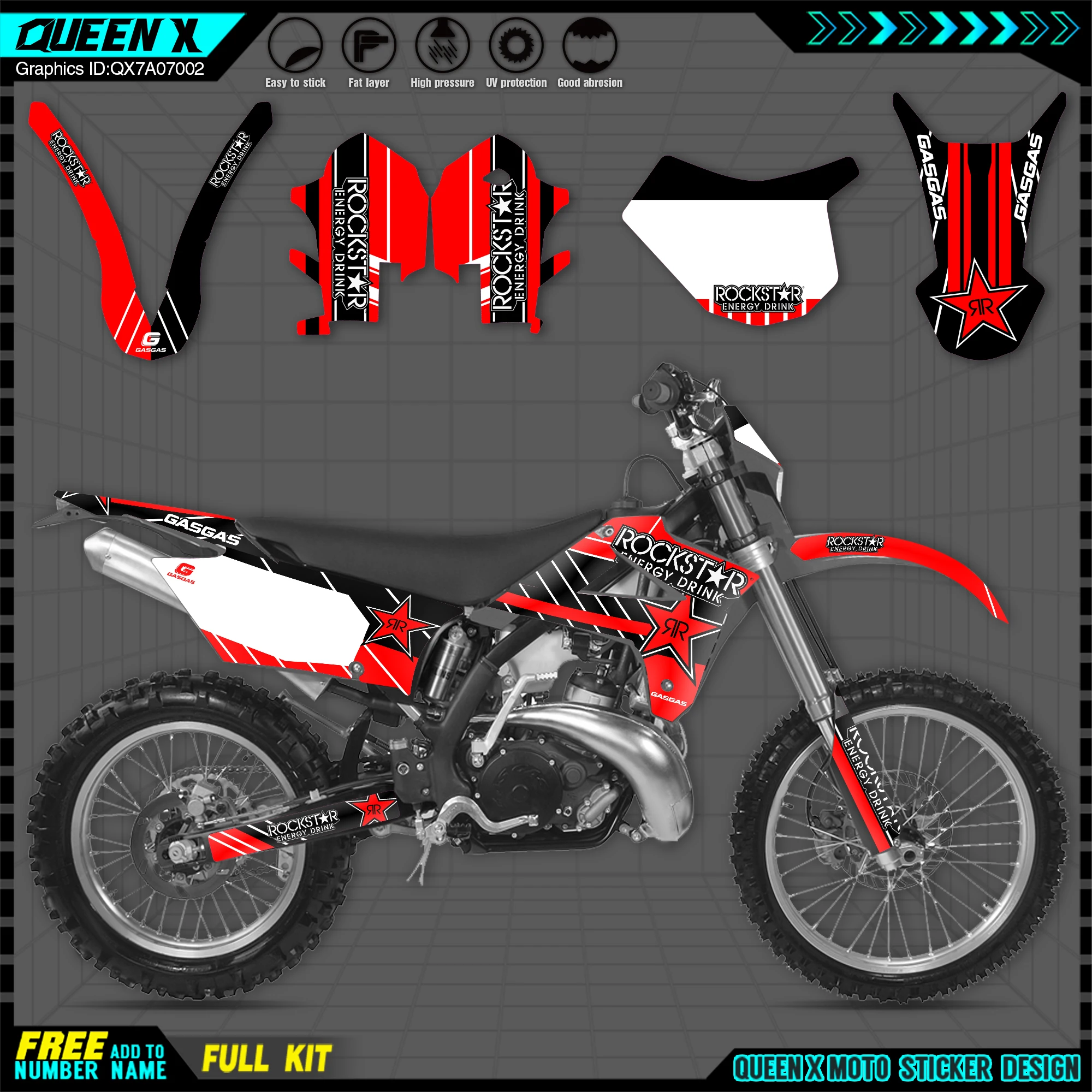 

QUEEN X MOTOR Custom Team Graphics Backgrounds Decals Stickers Kit For GASGAS 2007 2008 2009 EC MC 002
