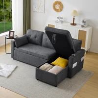 L-образный мягкий диван-кровать с функцией сна, местом для хранения и держателем для напитков, сменный левый и правый — изображение 3