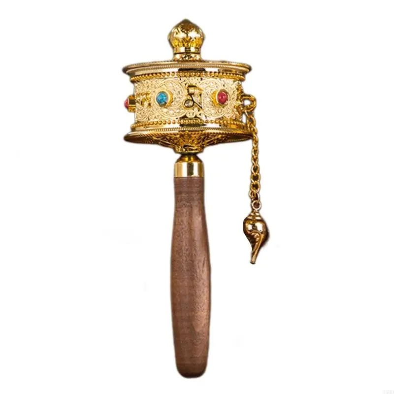 Tibetan Special Crafts Prayer Wheel Hand Cranking Carvings Crystal Prayer Wheel Crafts Buddhist Gift D5BD