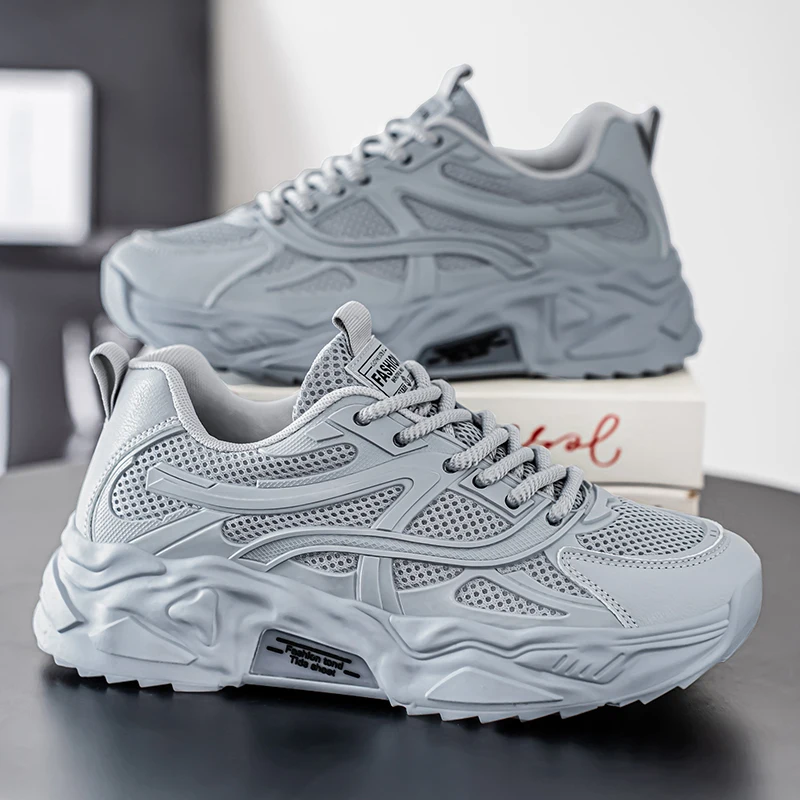 Men's Lightweight and Breathable Casual Sports Shoes - Low-Top Lace-Up Design, Durable Pvc Soles for Hiking, Outdoor and Daily Use - Must-Have Outdoor Shoes for Spring, Summer and Autum | Textured Fabric | Lightweight Shoes