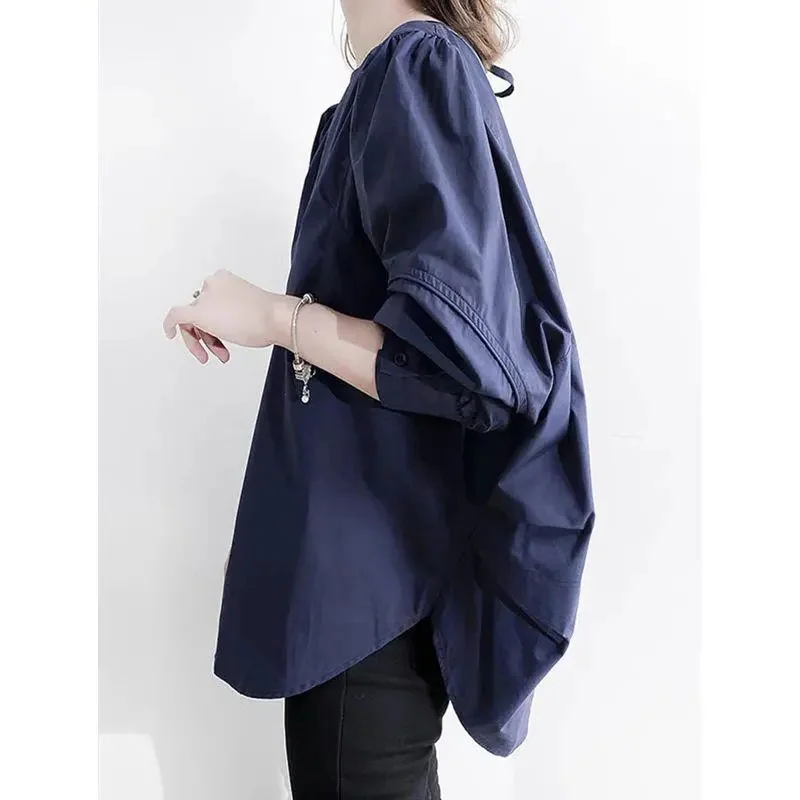 

Aransue Women's Oversized Cotton And Linen Long Sleeve Shirt Blouse Japanese Korean Style Pullover Top