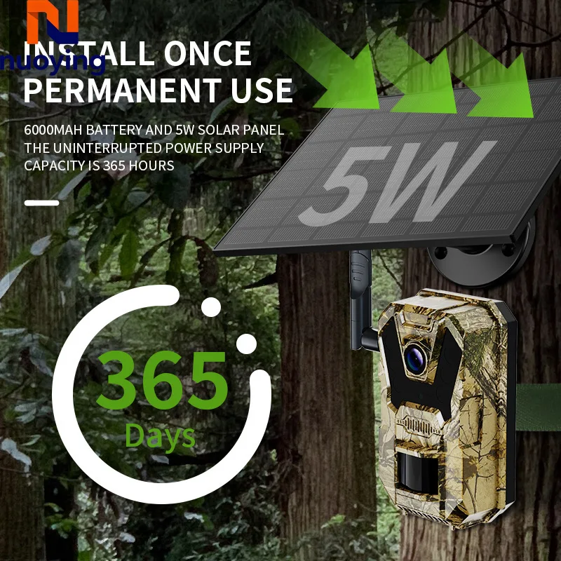 Caméra de chasse 4G solaire HD étanche avec vision nocturne infrarouge et détection de mouvement